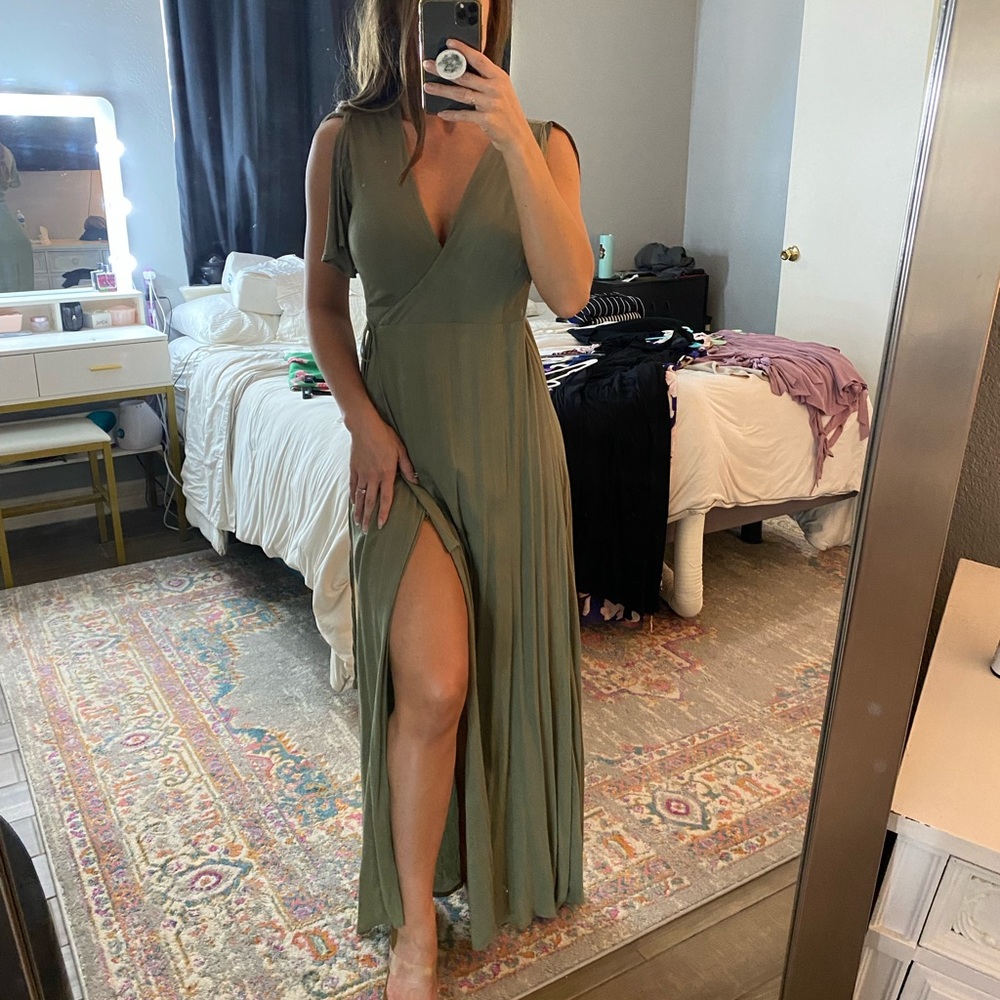 Lulus wrap dress - olive green - size- small
